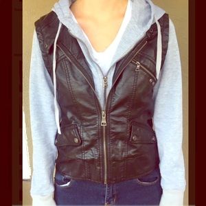 Atmosphere Jackets & Coats - ☀️Atmosphere pleather and polyester hooded jacket Atmosphere Jackets & Coats - ☀️Atmosphere pleather and polyester hooded jacket